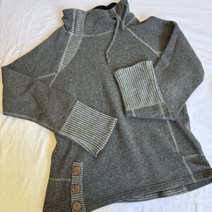 prAna Women's Lucia Pullover Wool Sweater in charcoal gray